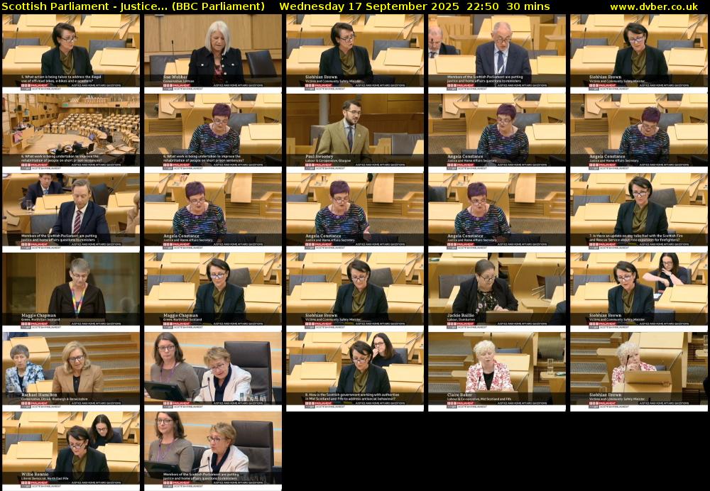 Scottish Parliament - Justice... (BBC Parliament) Wednesday 17 September 2025 22:50 - 23:20
