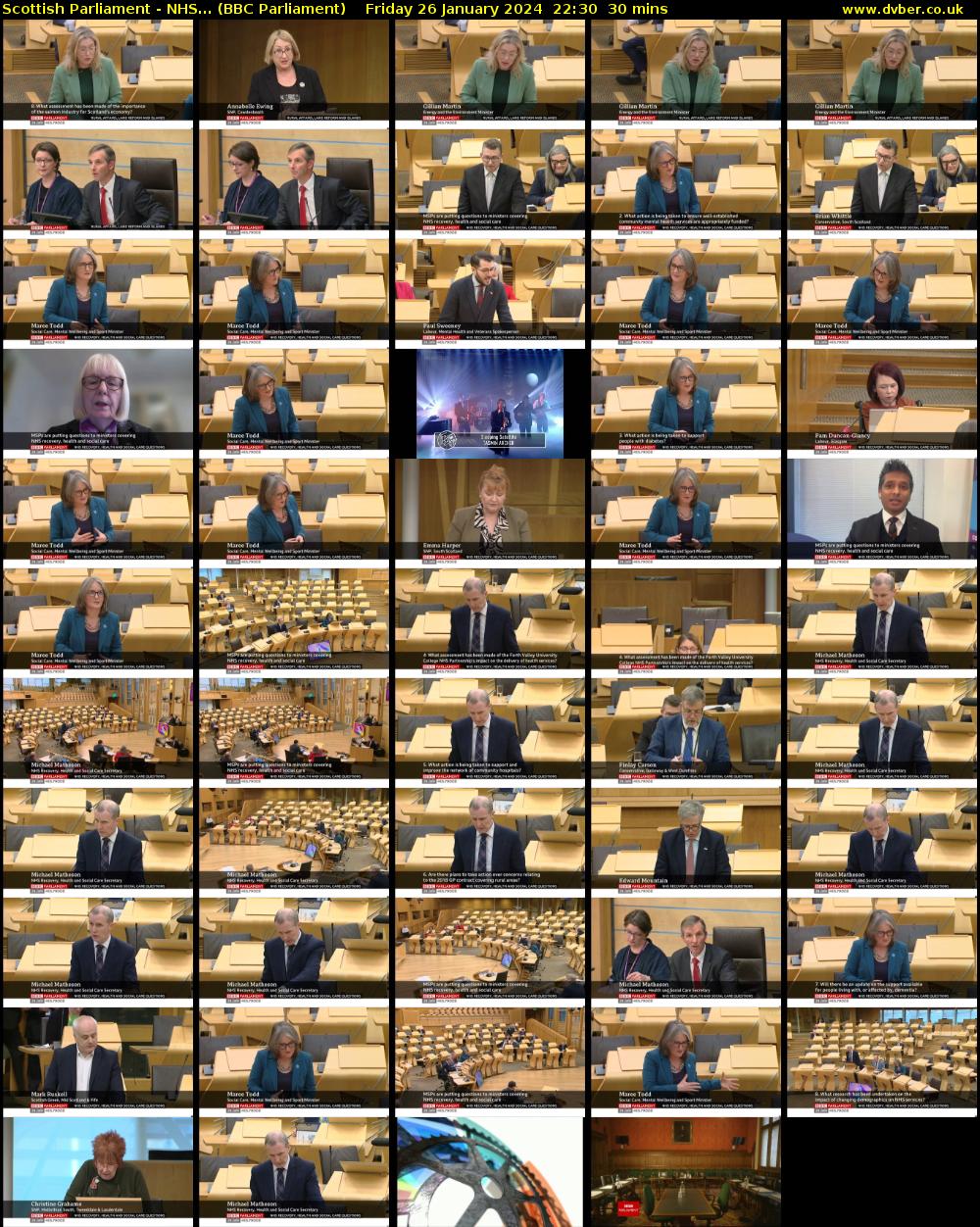 Scottish Parliament - NHS... (BBC Parliament) Friday 26 January 2024 22:30 - 23:00