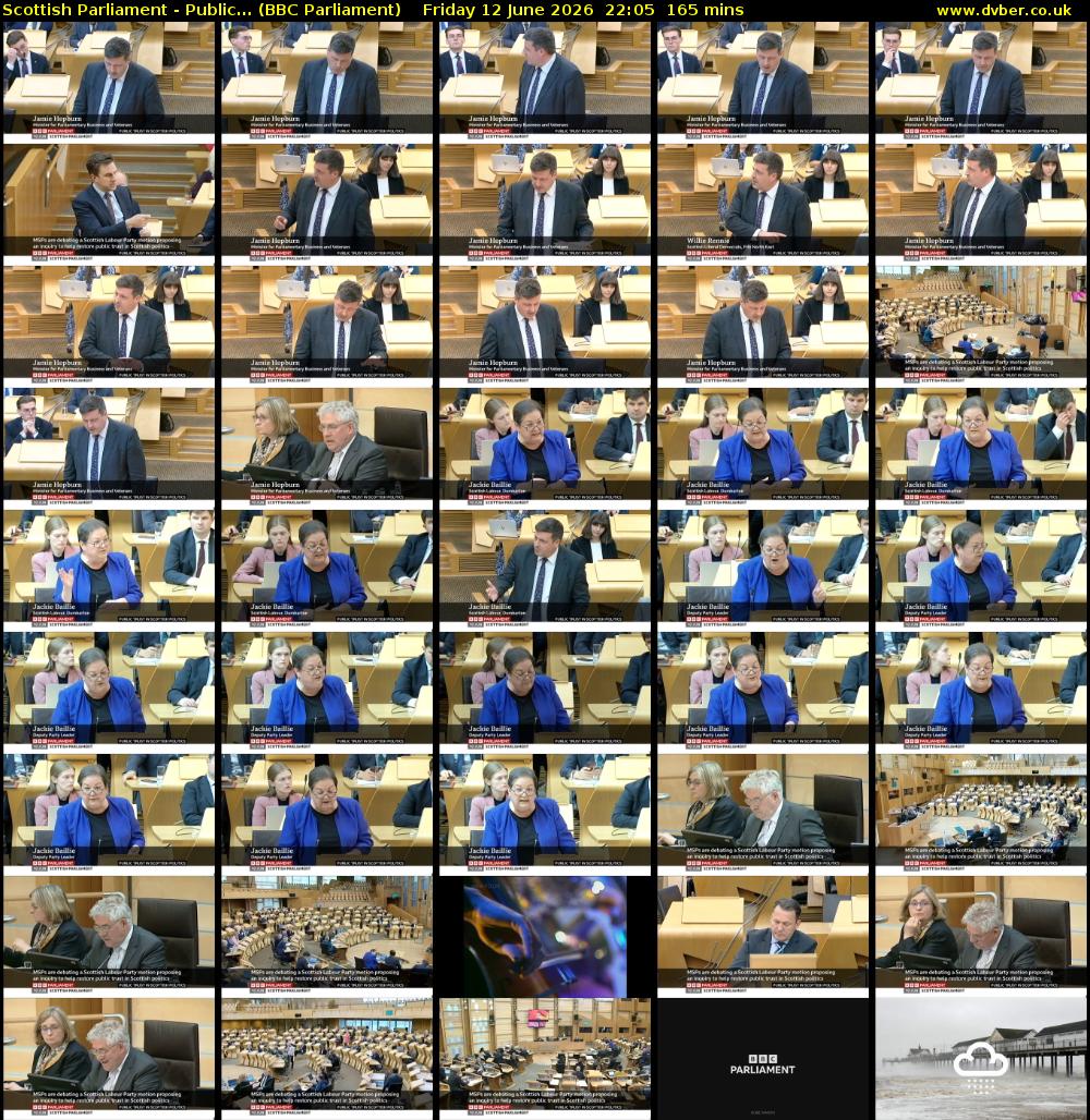 Scottish Parliament - Public... (BBC Parliament) Friday 12 June 2026 22:05 - 00:50