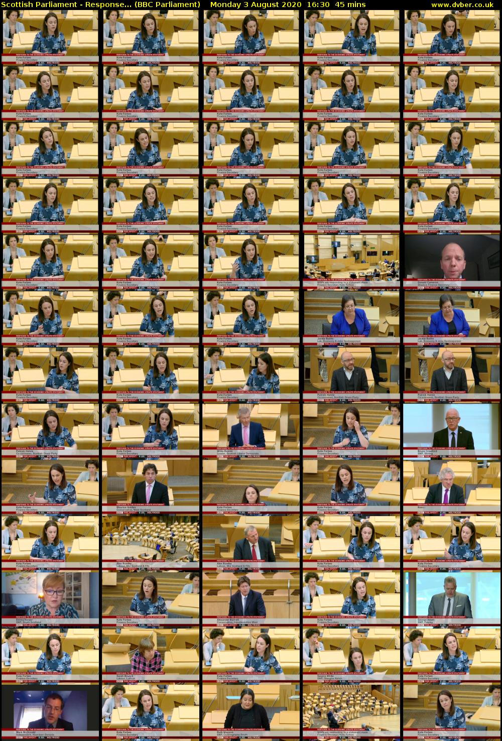 Scottish Parliament - Response... (BBC Parliament) Monday 3 August 2020 16:30 - 17:15