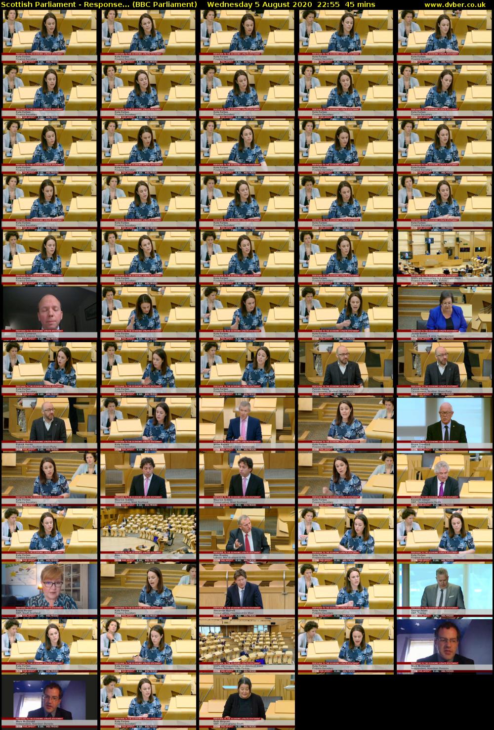 Scottish Parliament - Response... (BBC Parliament) Wednesday 5 August 2020 22:55 - 23:40
