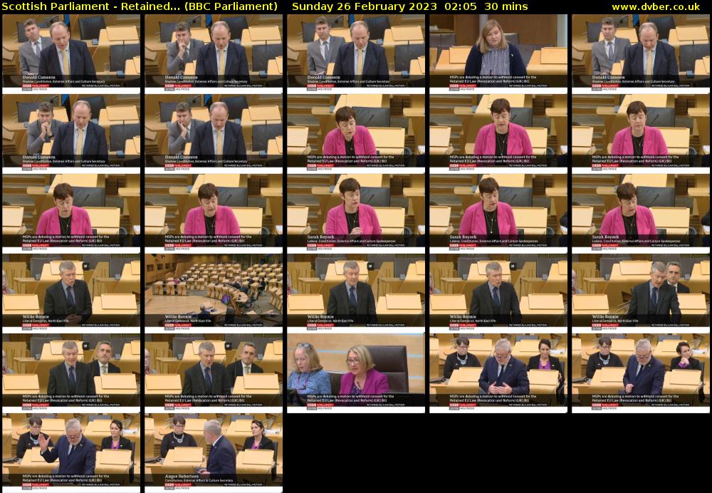 Scottish Parliament - Retained... (BBC Parliament) Sunday 26 February 2023 02:05 - 02:35