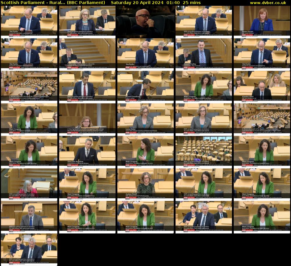 Scottish Parliament - Rural... (BBC Parliament) Saturday 20 April 2024 01:40 - 02:05