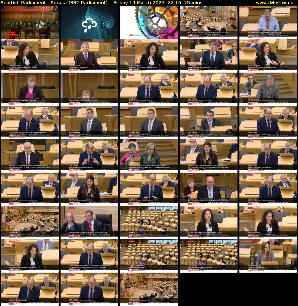 Scottish Parliament - Rural... (BBC Parliament) Friday 14 March 2025 22:10 - 22:35