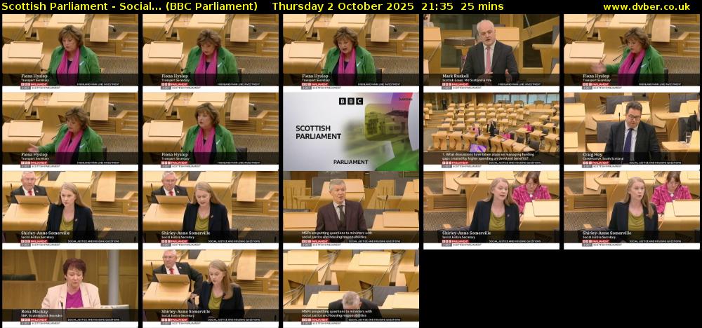 Scottish Parliament - Social... (BBC Parliament) Thursday 2 October 2025 21:35 - 22:00