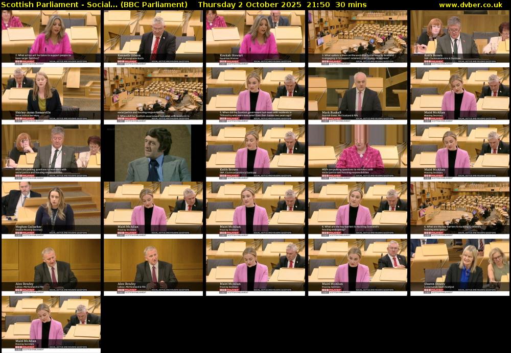Scottish Parliament - Social... (BBC Parliament) Thursday 2 October 2025 21:50 - 22:20