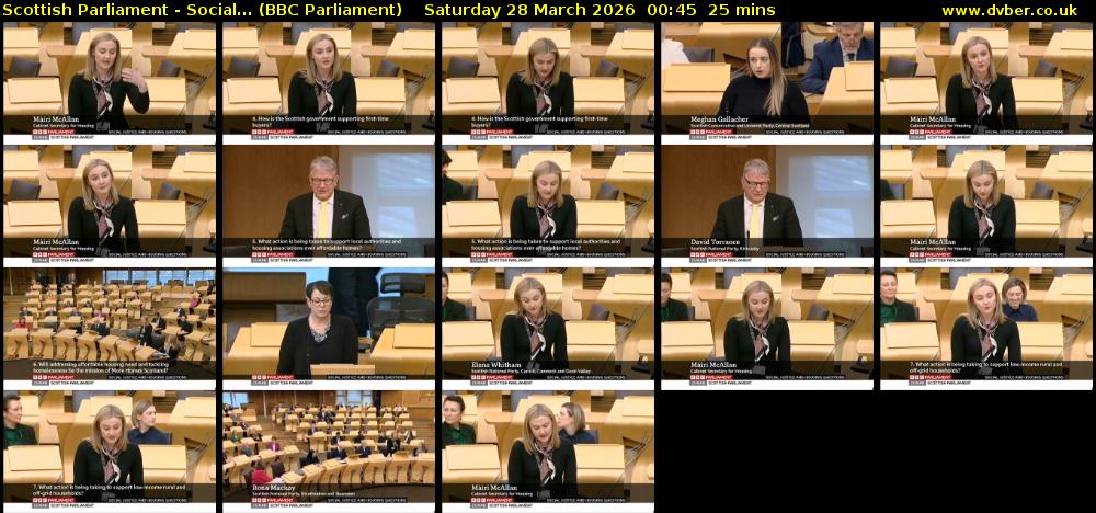 Scottish Parliament - Social... (BBC Parliament) Saturday 28 March 2026 00:45 - 01:10