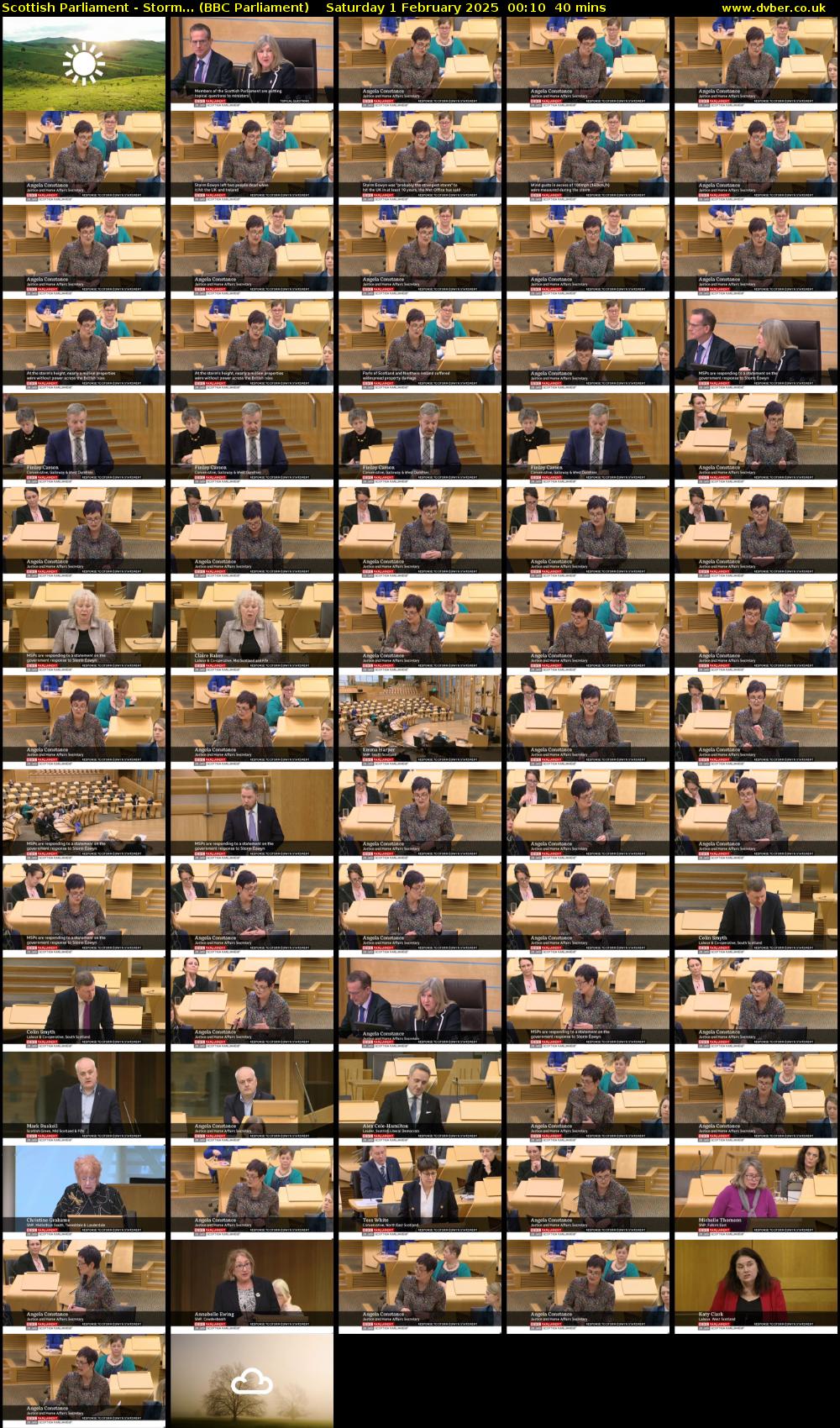 Scottish Parliament - Storm... (BBC Parliament) Saturday 1 February 2025 00:10 - 00:50