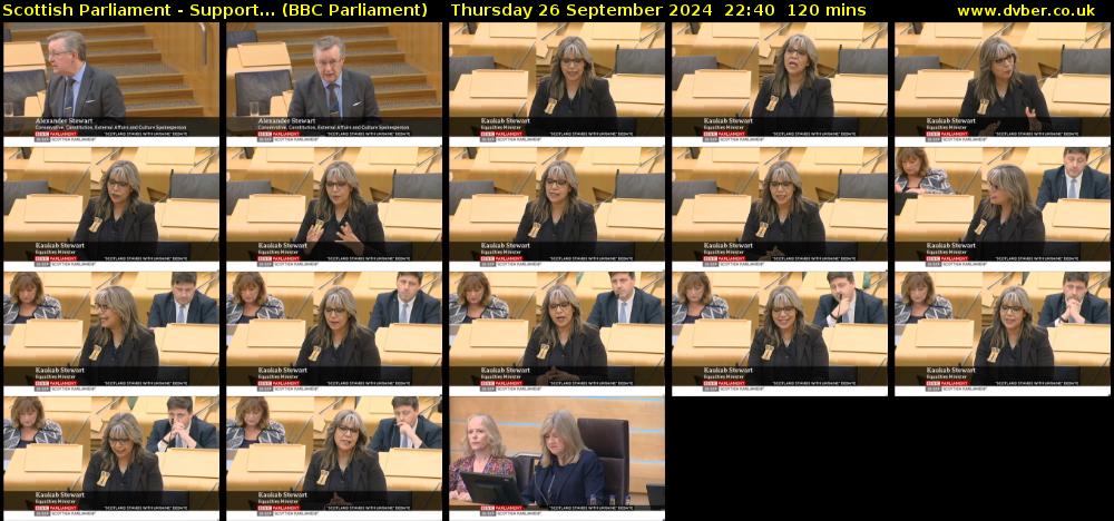 Scottish Parliament - Support... (BBC Parliament) Thursday 26 September 2024 22:40 - 00:40