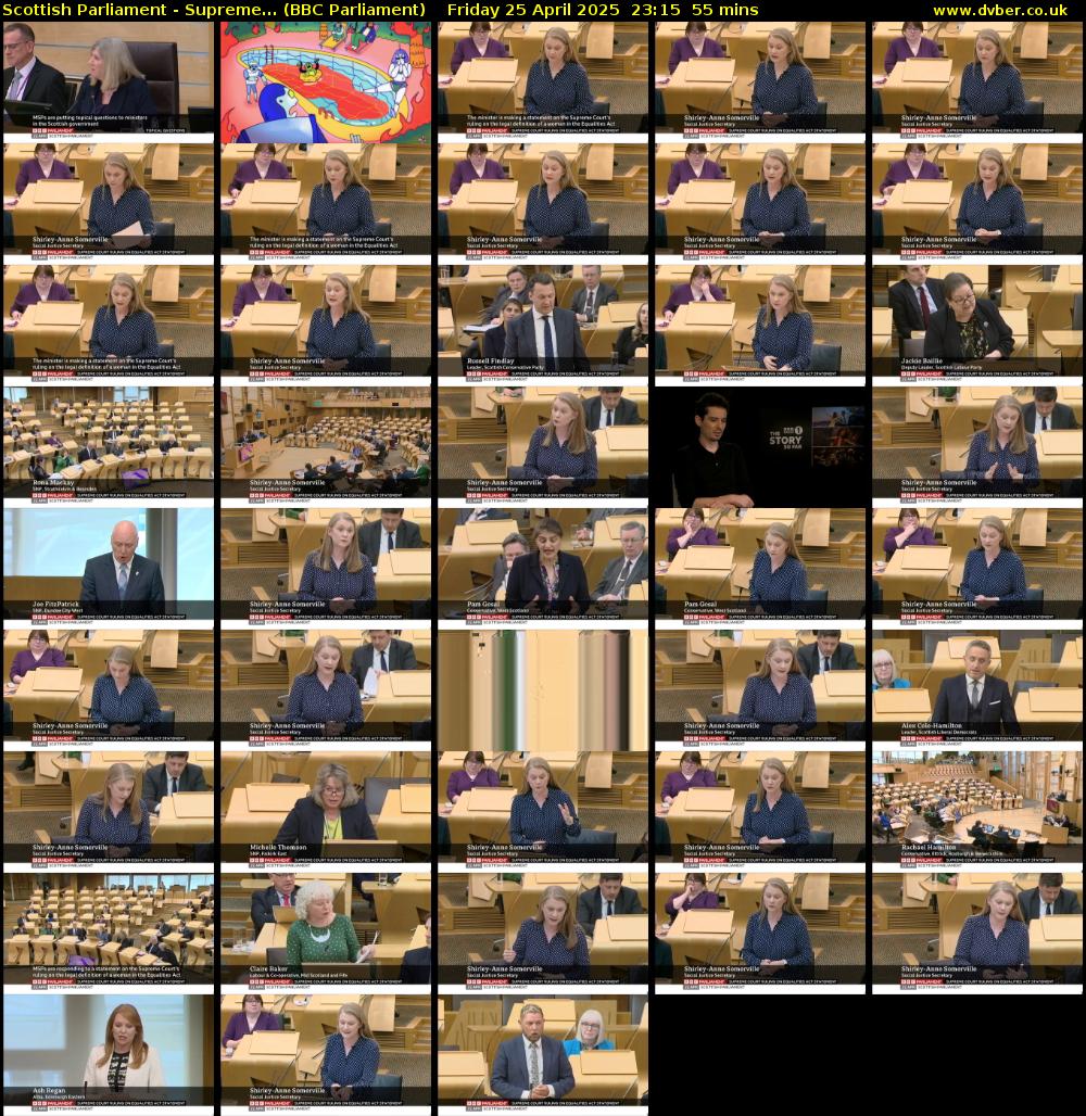 Scottish Parliament - Supreme... (BBC Parliament) Friday 25 April 2025 23:15 - 00:10