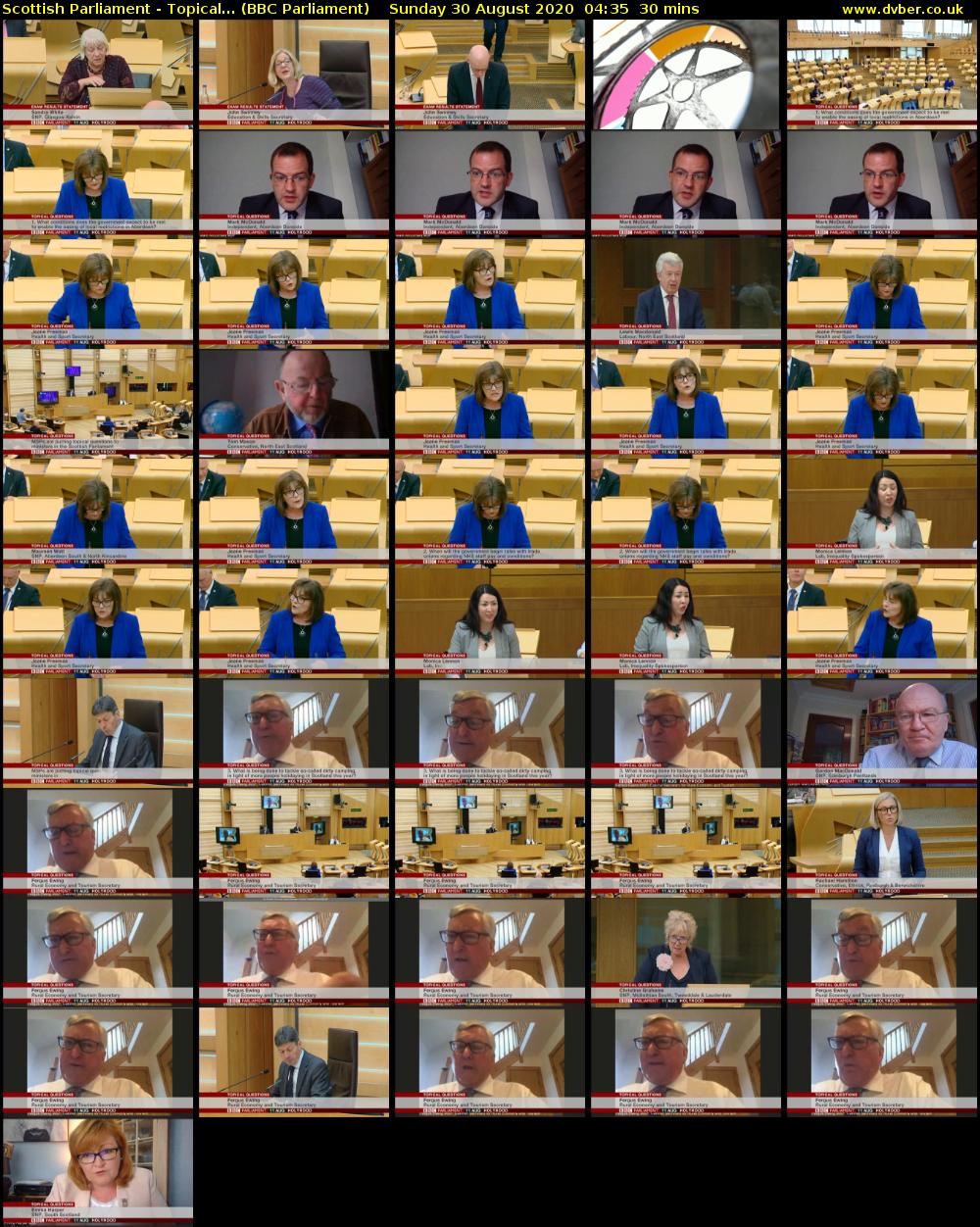 Scottish Parliament - Topical... (BBC Parliament) Sunday 30 August 2020 04:35 - 05:05