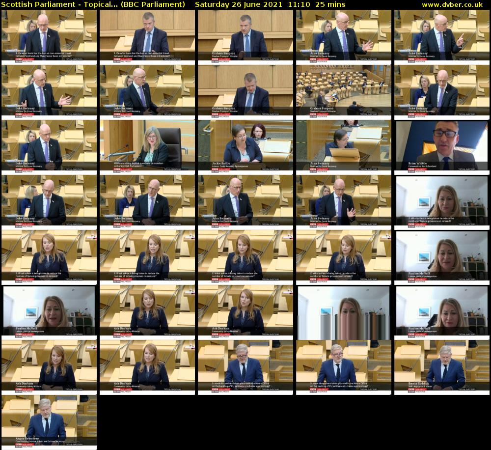 Scottish Parliament - Topical... (BBC Parliament) Saturday 26 June 2021 11:10 - 11:35