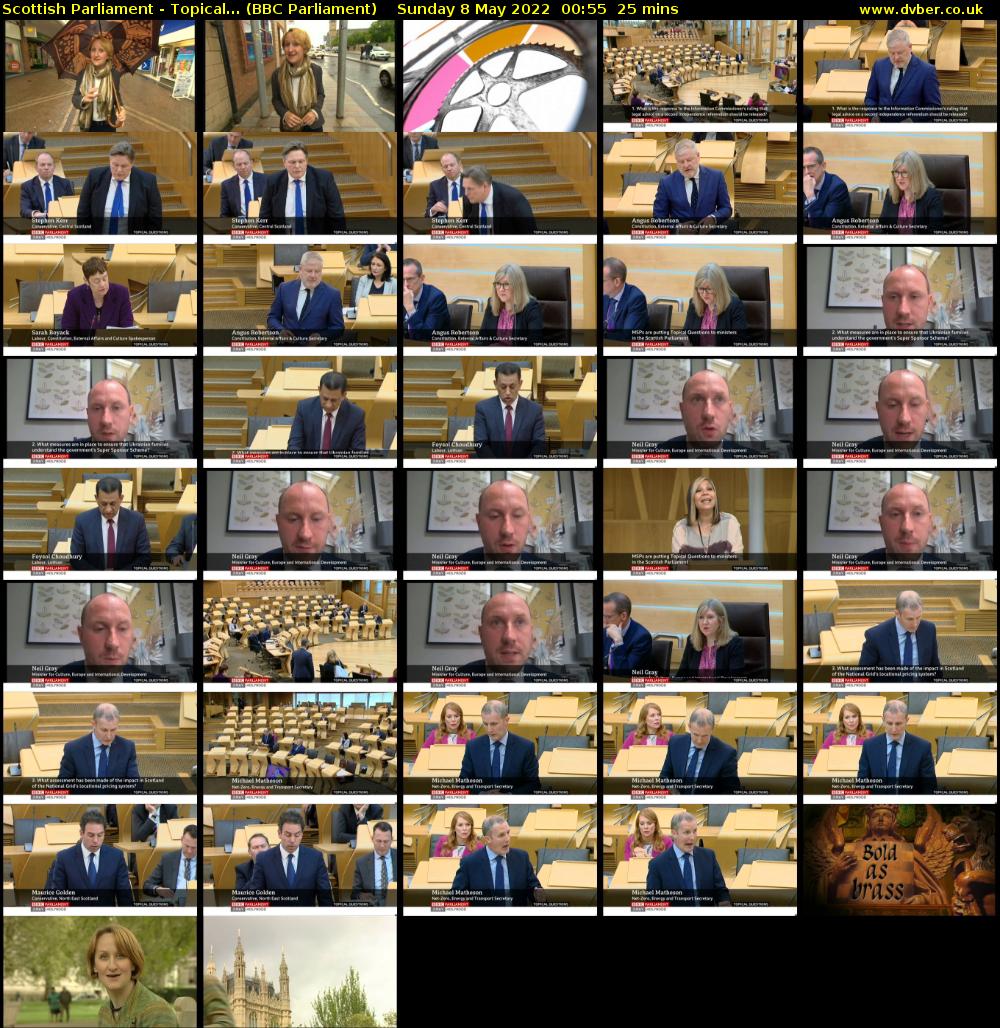 Scottish Parliament - Topical... (BBC Parliament) Sunday 8 May 2022 00:55 - 01:20