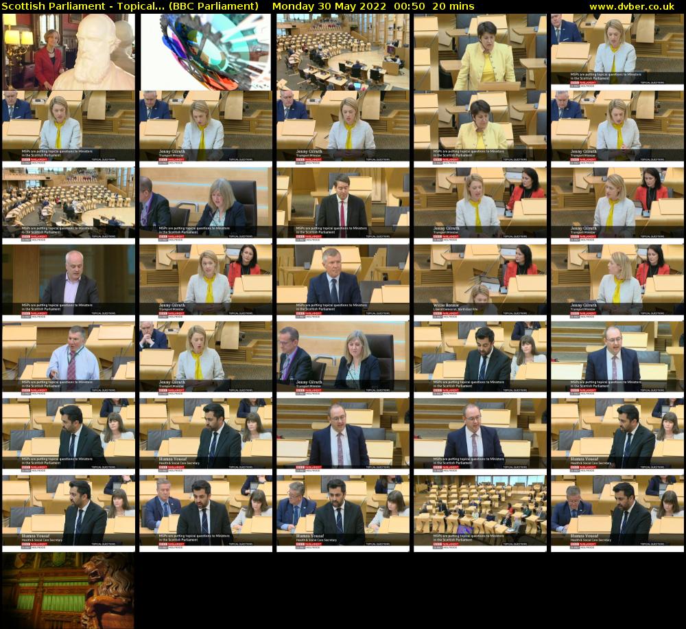 Scottish Parliament - Topical... (BBC Parliament) Monday 30 May 2022 00:50 - 01:10