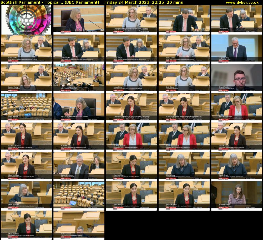 Scottish Parliament - Topical... (BBC Parliament) Friday 24 March 2023 22:25 - 22:45