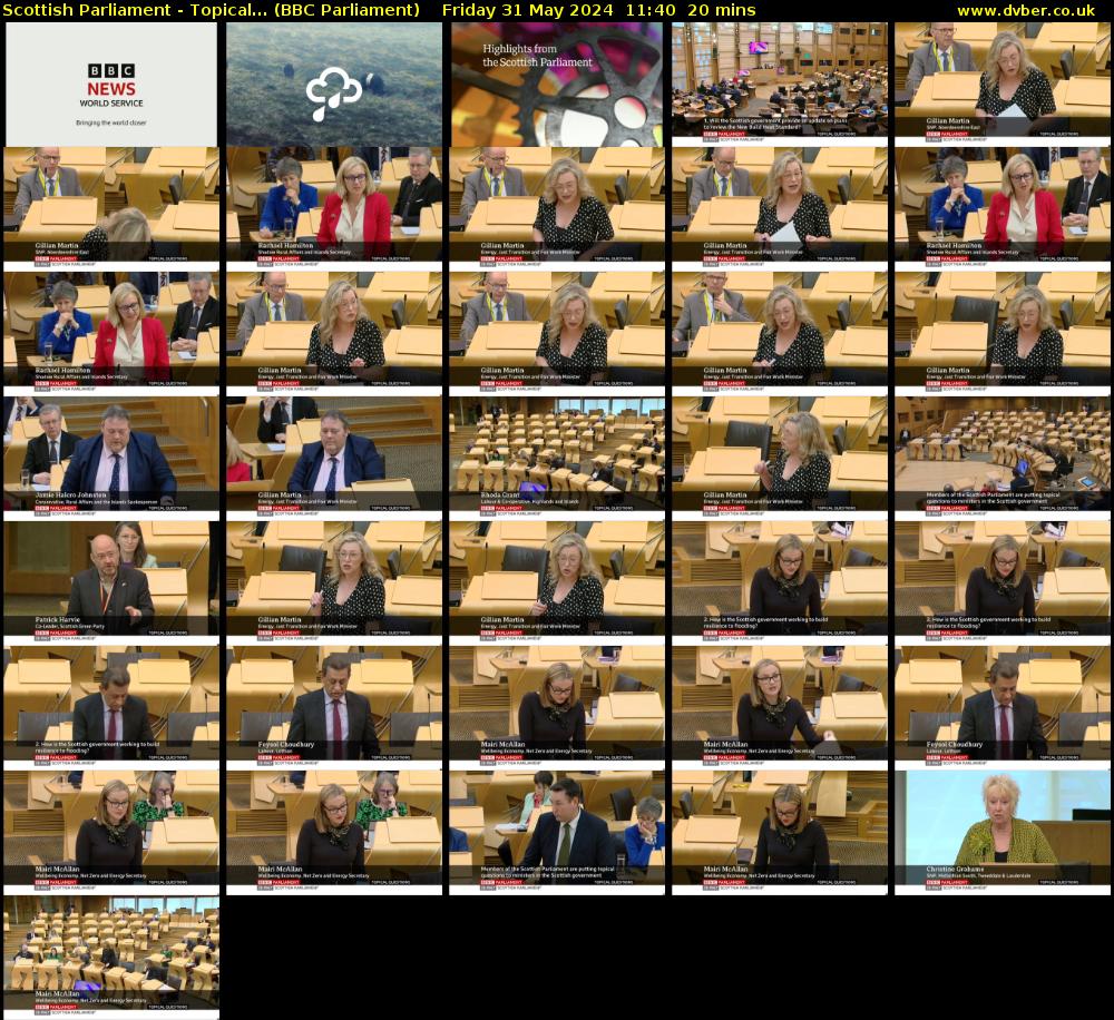 Scottish Parliament - Topical... (BBC Parliament) Friday 31 May 2024 11:40 - 12:00