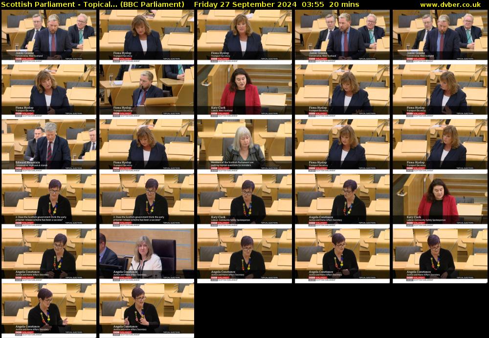 Scottish Parliament - Topical... (BBC Parliament) Friday 27 September 2024 03:55 - 04:15