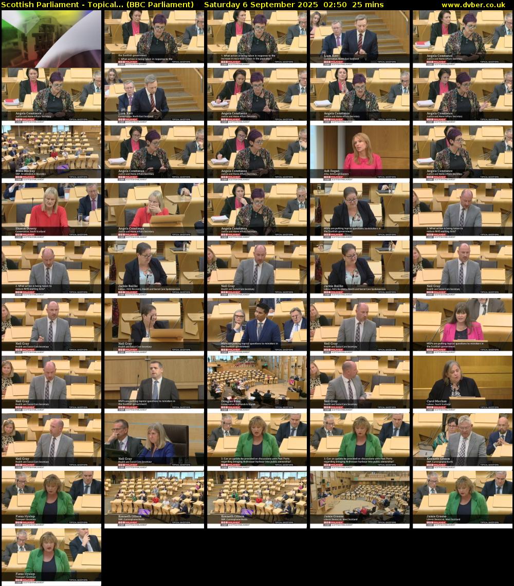 Scottish Parliament - Topical... (BBC Parliament) Saturday 6 September 2025 02:50 - 03:15