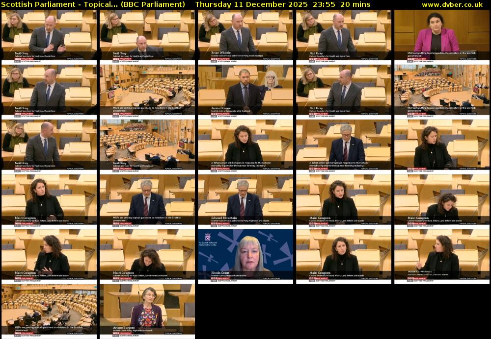 Scottish Parliament - Topical... (BBC Parliament) Thursday 11 December 2025 23:55 - 00:15
