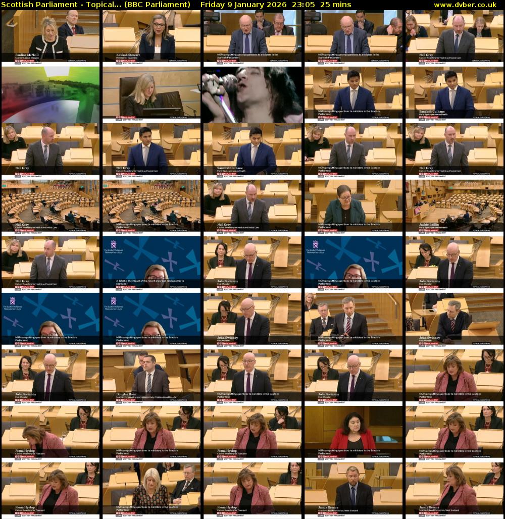 Scottish Parliament - Topical... (BBC Parliament) Friday 9 January 2026 23:05 - 23:30