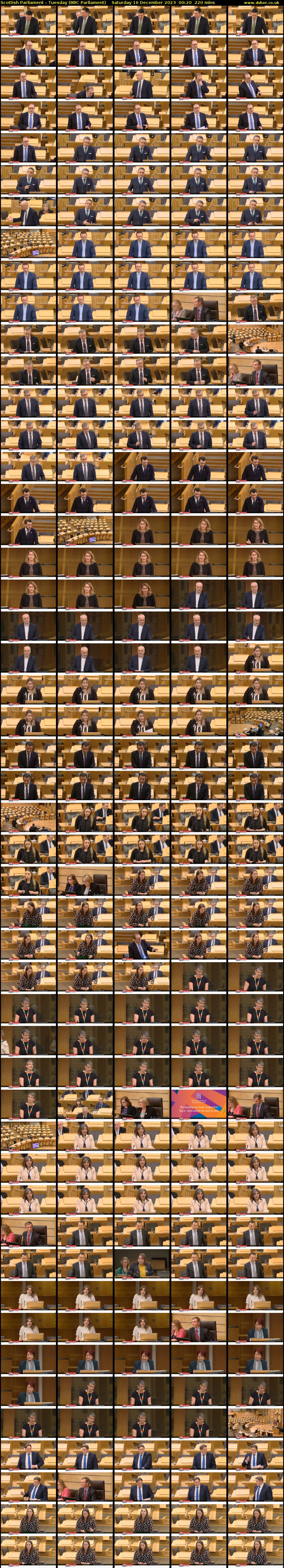 Scottish Parliament - Tuesday (BBC Parliament) Saturday 16 December 2023 00:20 - 04:00
