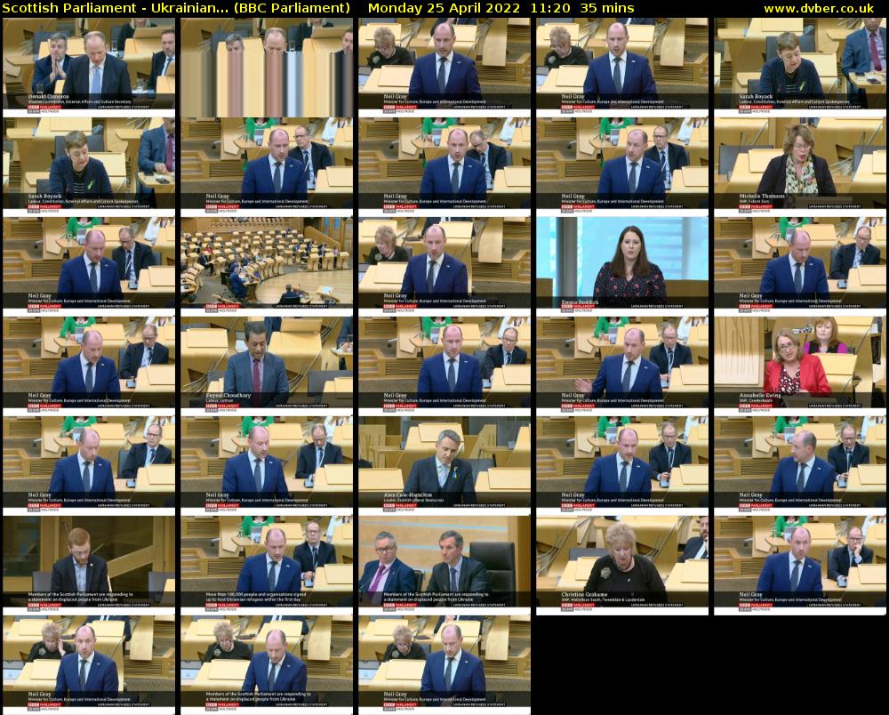Scottish Parliament - Ukrainian... (BBC Parliament) Monday 25 April 2022 11:20 - 11:55