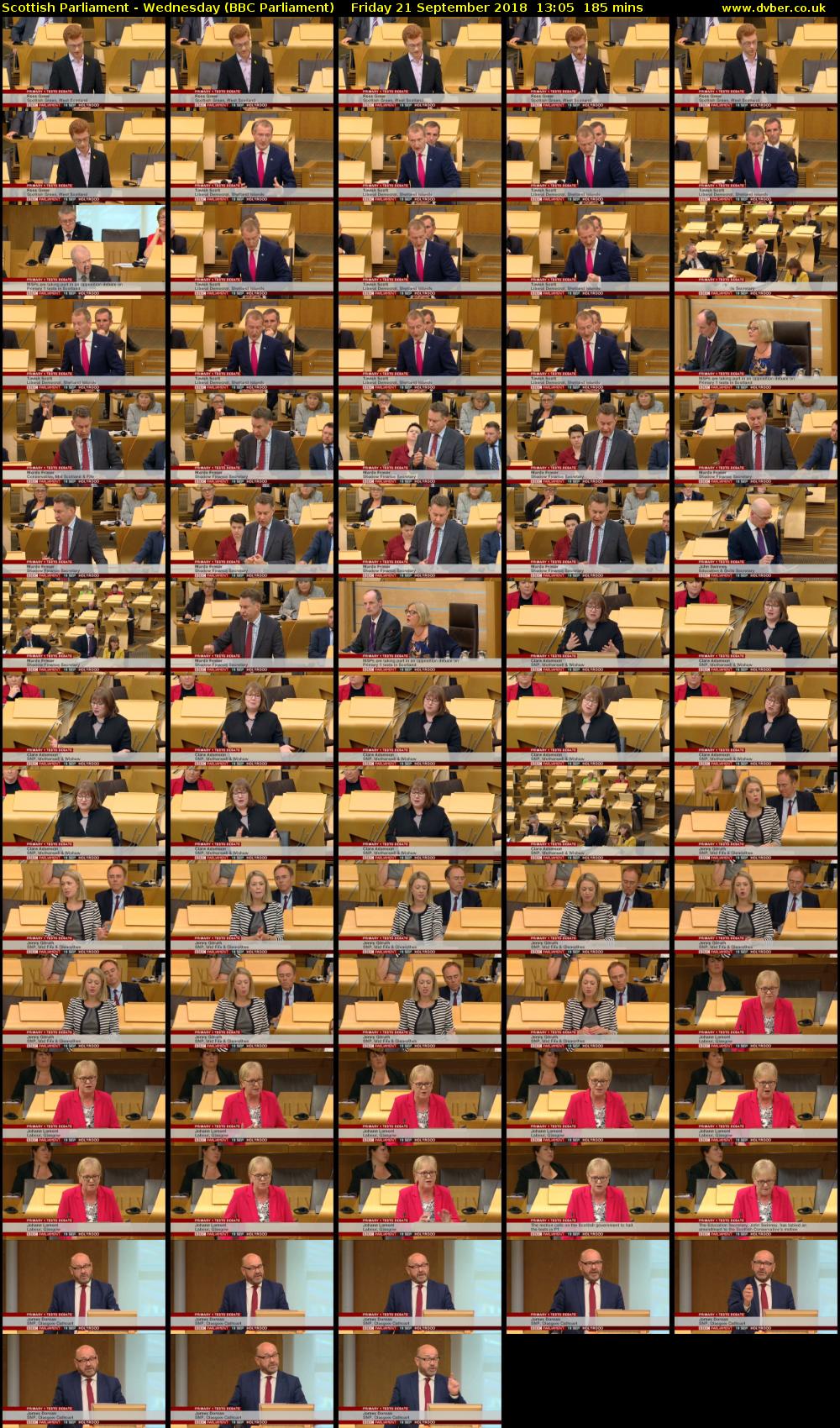 Scottish Parliament - Wednesday (BBC Parliament) Friday 21 September 2018 13:05 - 16:10