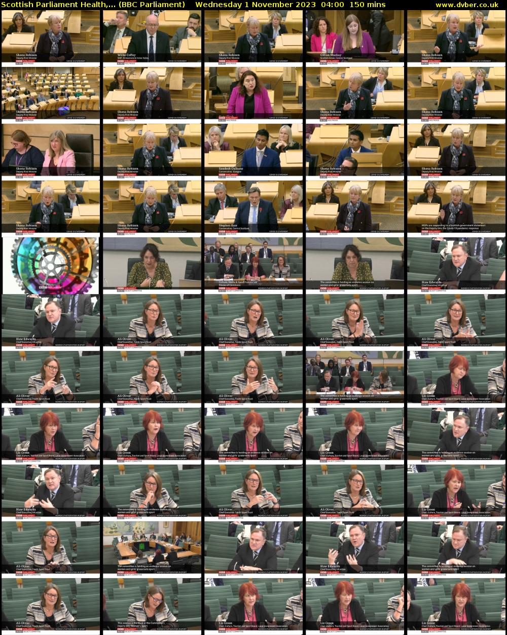 Scottish Parliament Health,... (BBC Parliament) Wednesday 1 November 2023 04:00 - 06:30