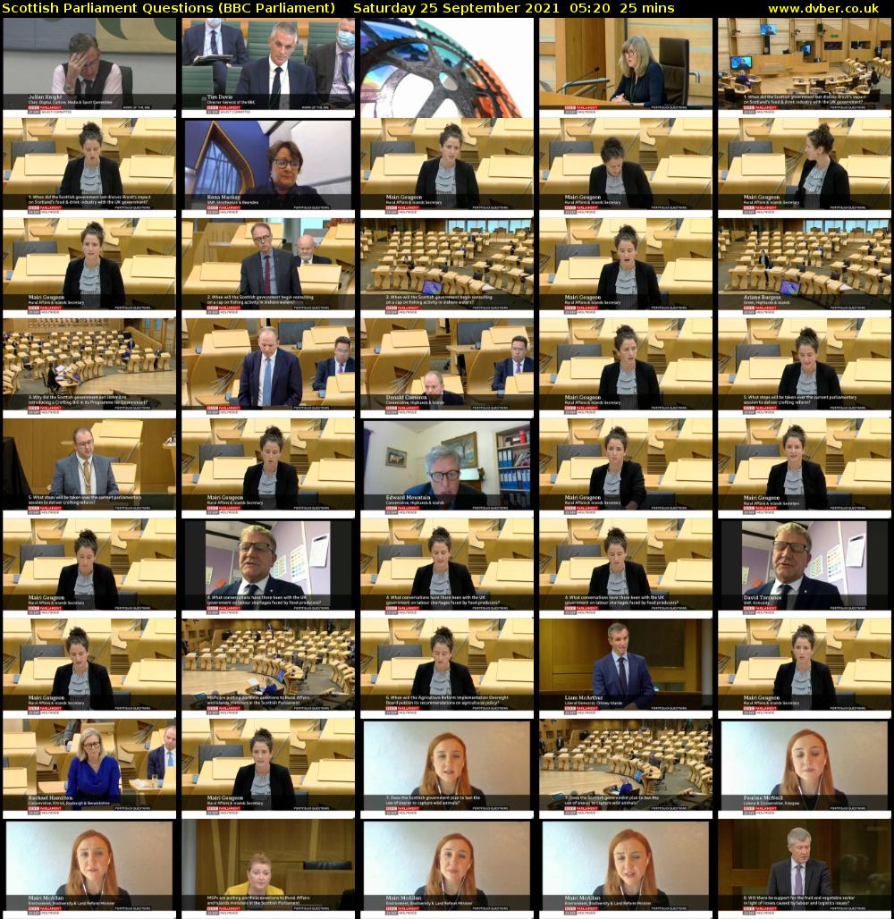 Scottish Parliament Questions (BBC Parliament) Saturday 25 September 2021 05:20 - 05:45