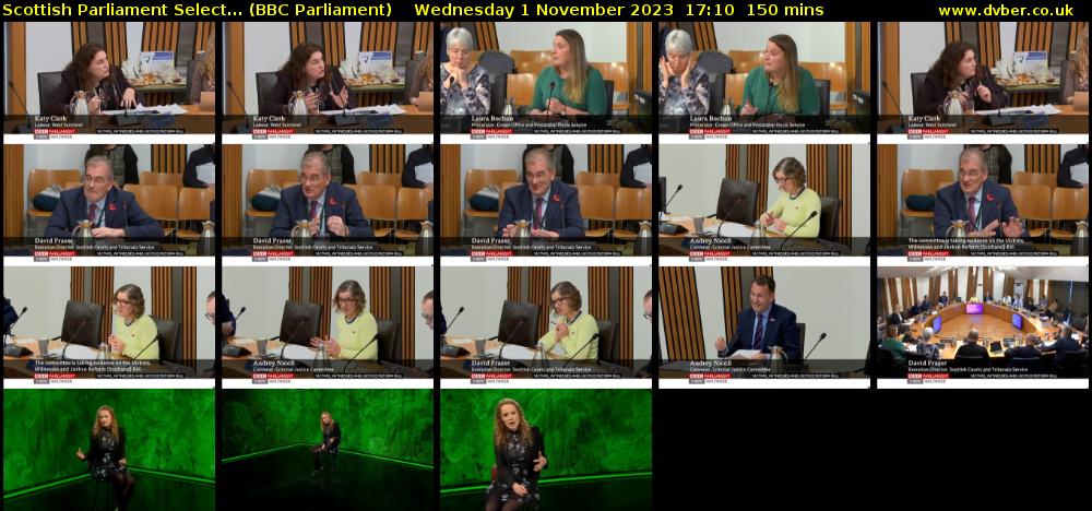 Scottish Parliament Select... (BBC Parliament) Wednesday 1 November 2023 17:10 - 19:40