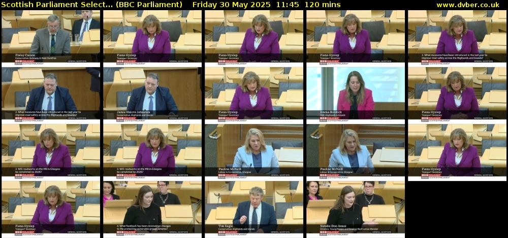 Scottish Parliament Select... (BBC Parliament) Friday 30 May 2025 11:45 - 13:45