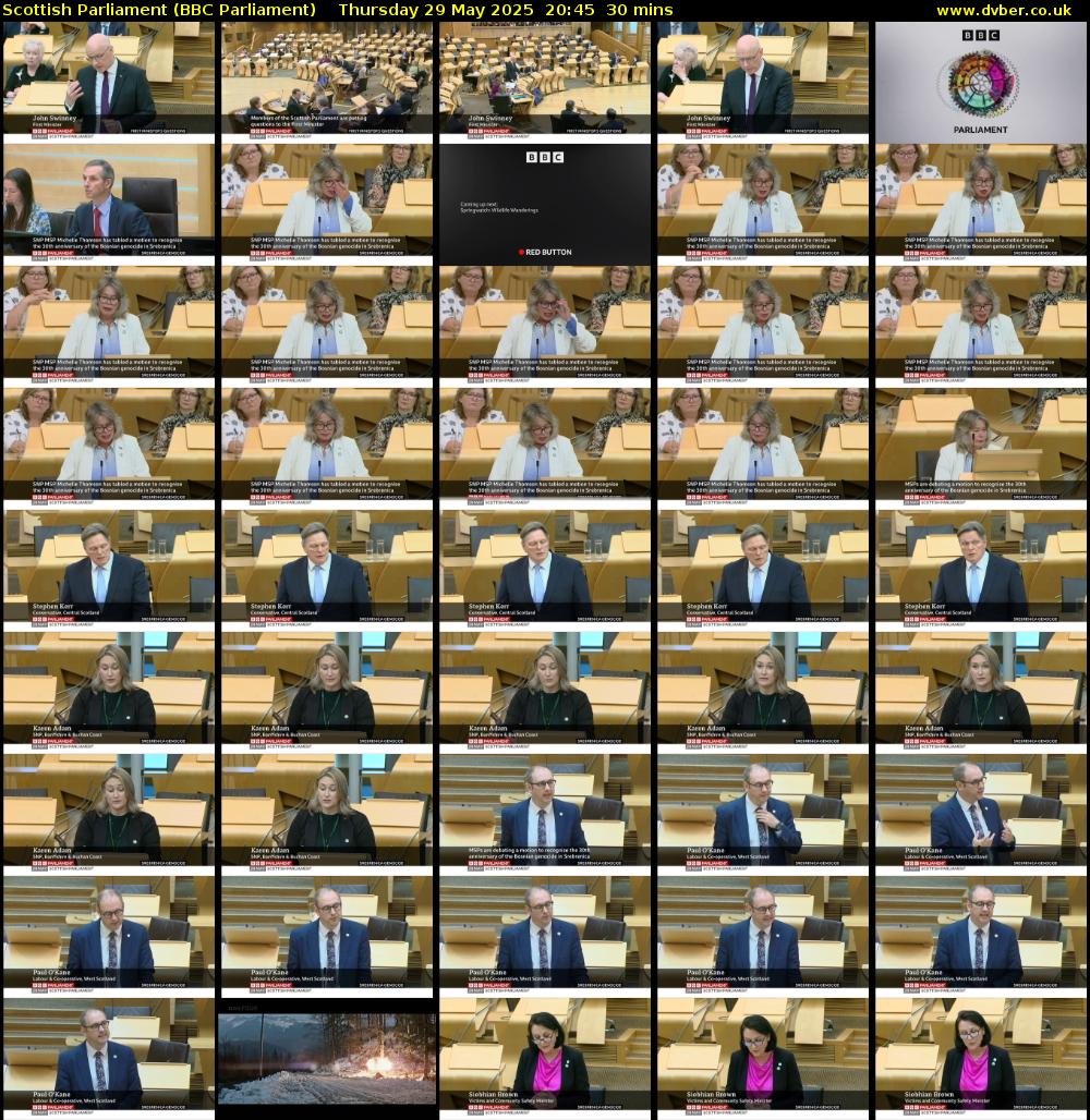 Scottish Parliament (BBC Parliament) Thursday 29 May 2025 20:45 - 21:15