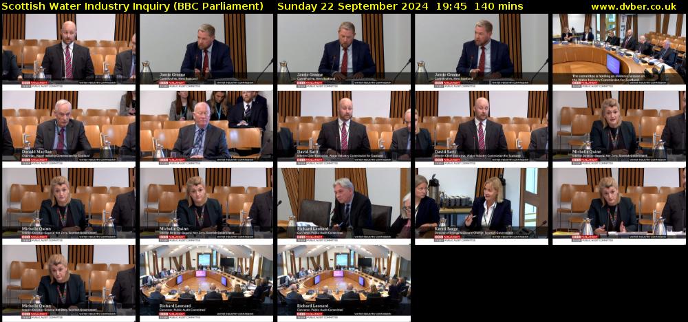 Scottish Water Industry Inquiry (BBC Parliament) Sunday 22 September 2024 19:45 - 22:05