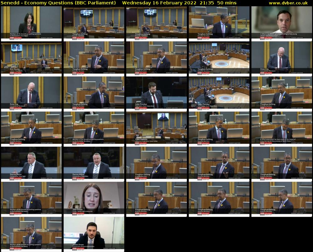Senedd - Economy Questions (BBC Parliament) Wednesday 16 February 2022 21:35 - 22:25