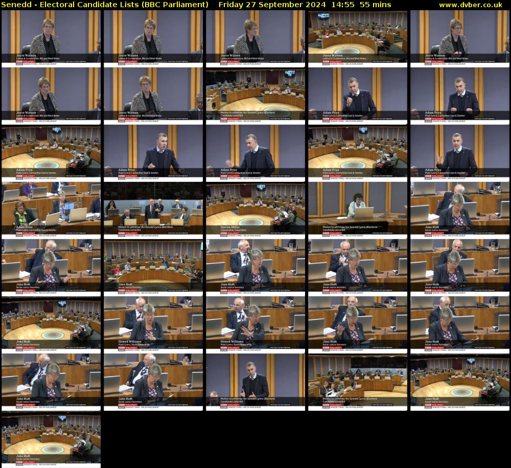 Senedd - Electoral Candidate Lists (BBC Parliament) Friday 27 September 2024 14:55 - 15:50