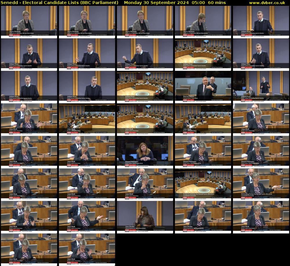 Senedd - Electoral Candidate Lists (BBC Parliament) Monday 30 September 2024 05:00 - 06:00