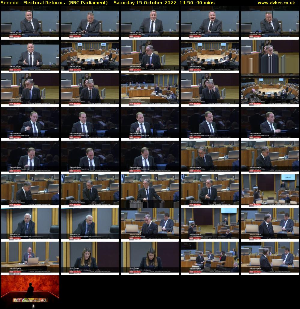 Senedd - Electoral Reform... (BBC Parliament) Saturday 15 October 2022 14:50 - 15:30