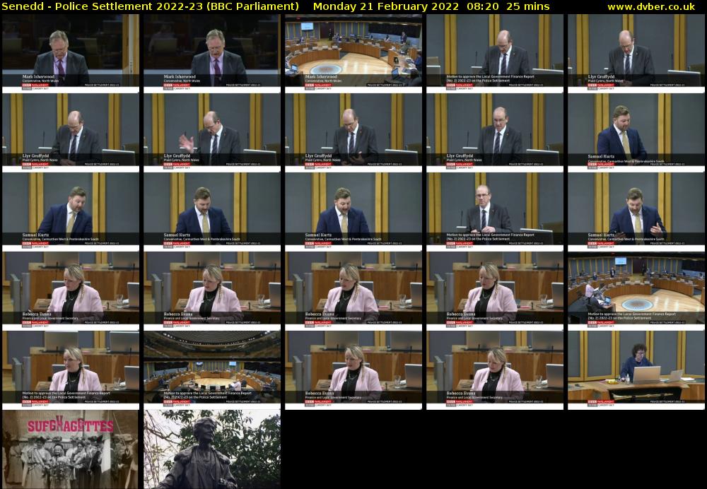 Senedd - Police Settlement 2022-23 (BBC Parliament) Monday 21 February 2022 08:20 - 08:45