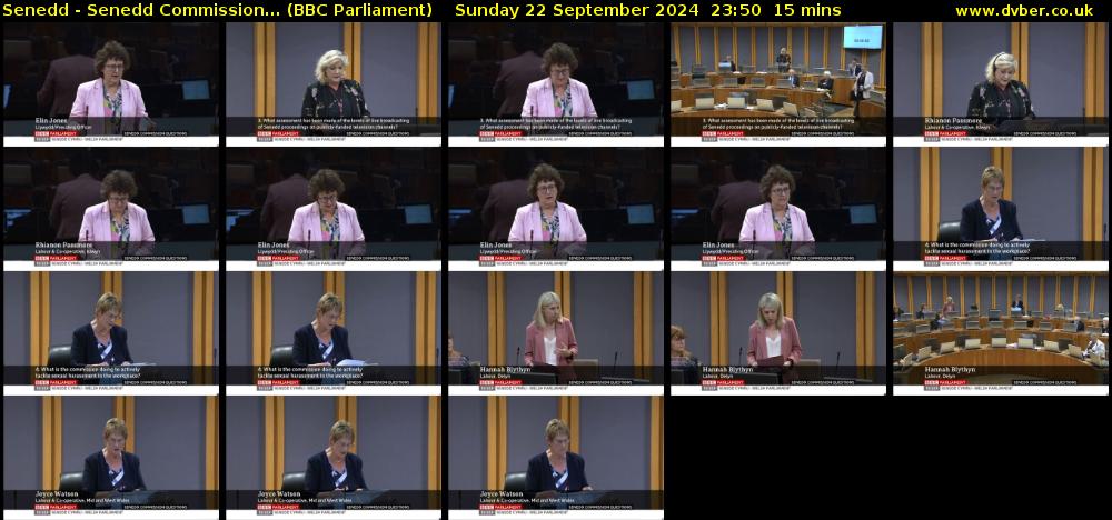 Senedd - Senedd Commission... (BBC Parliament) Sunday 22 September 2024 23:50 - 00:05