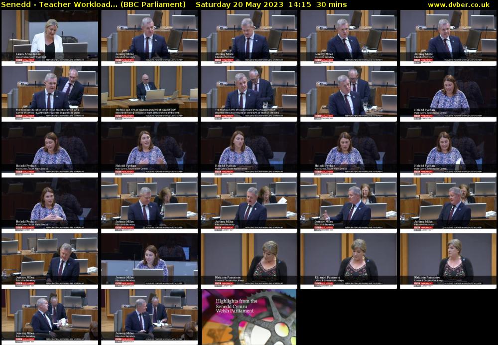 Senedd - Teacher Workload... (BBC Parliament) Saturday 20 May 2023 14:15 - 14:45