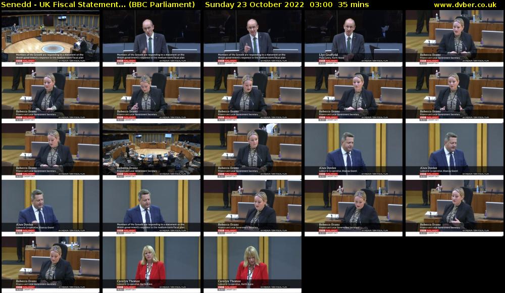 Senedd - UK Fiscal Statement... (BBC Parliament) Sunday 23 October 2022 03:00 - 03:35