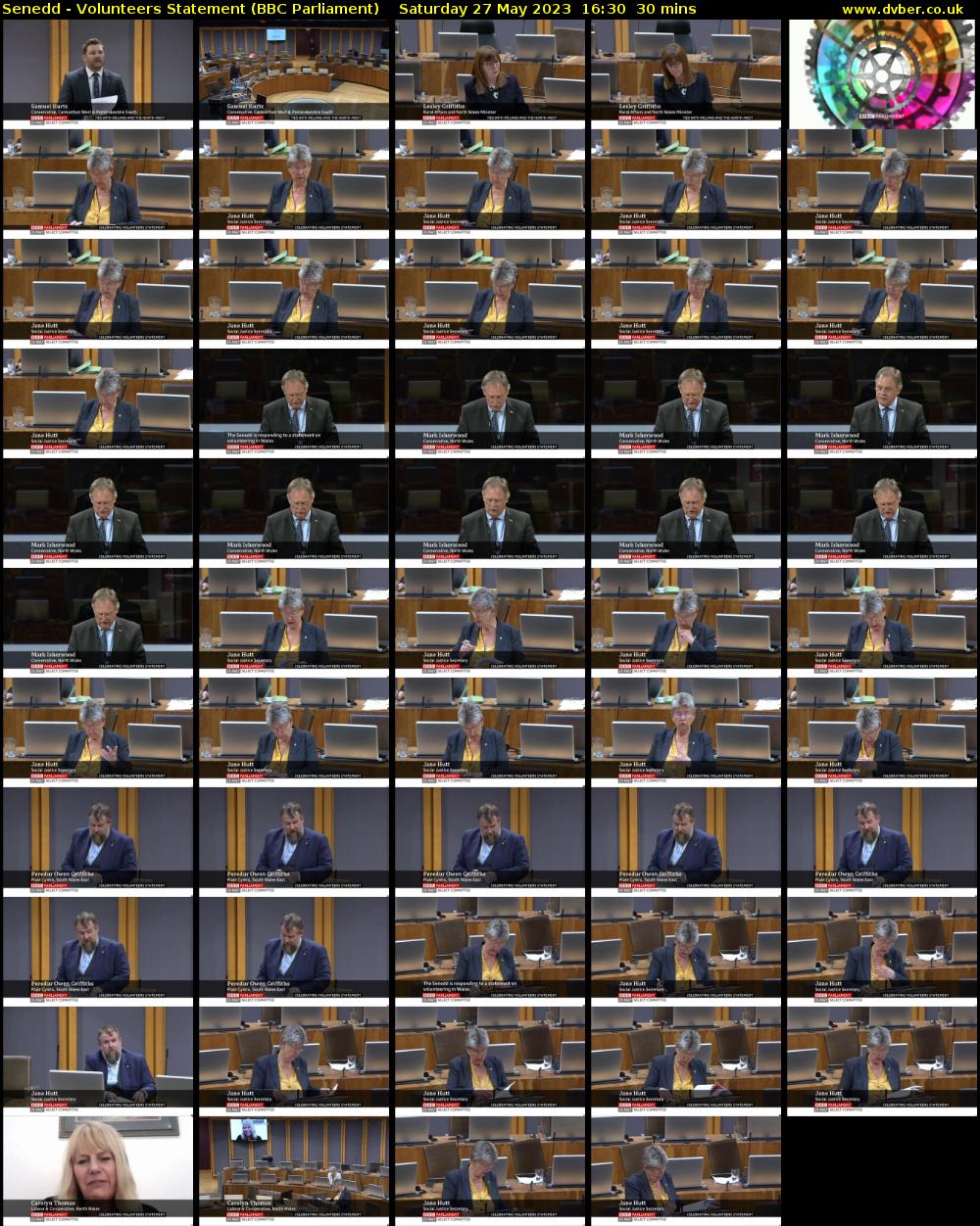 Senedd - Volunteers Statement (BBC Parliament) Saturday 27 May 2023 16:30 - 17:00