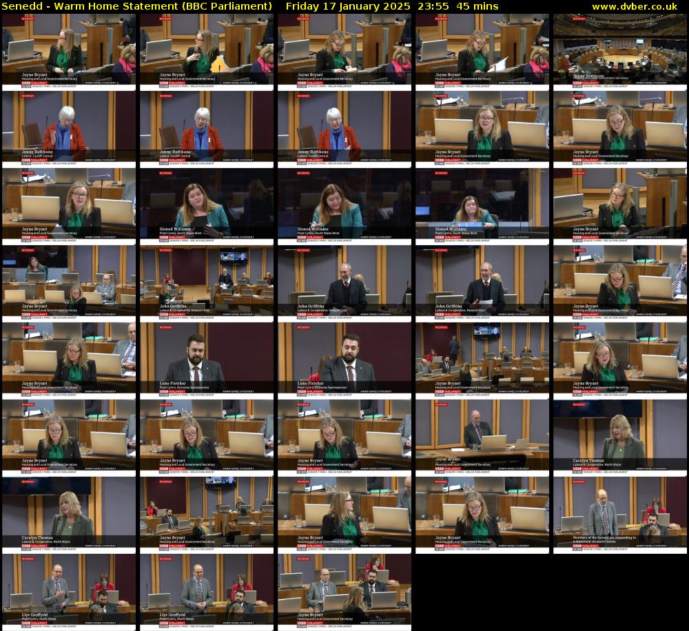 Senedd - Warm Home Statement (BBC Parliament) Friday 17 January 2025 23:55 - 00:40