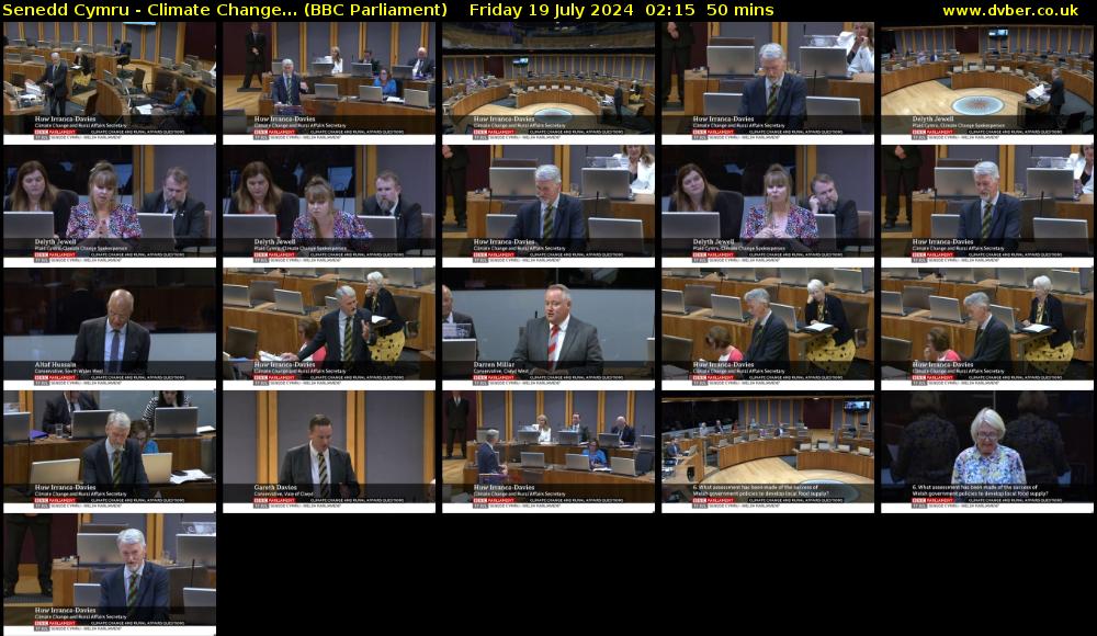 Senedd Cymru - Climate Change... (BBC Parliament) Friday 19 July 2024 02:15 - 03:05