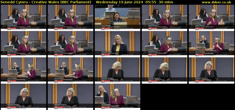 Senedd Cymru - Creative Wales (BBC Parliament) Wednesday 19 June 2024 05:55 - 06:25