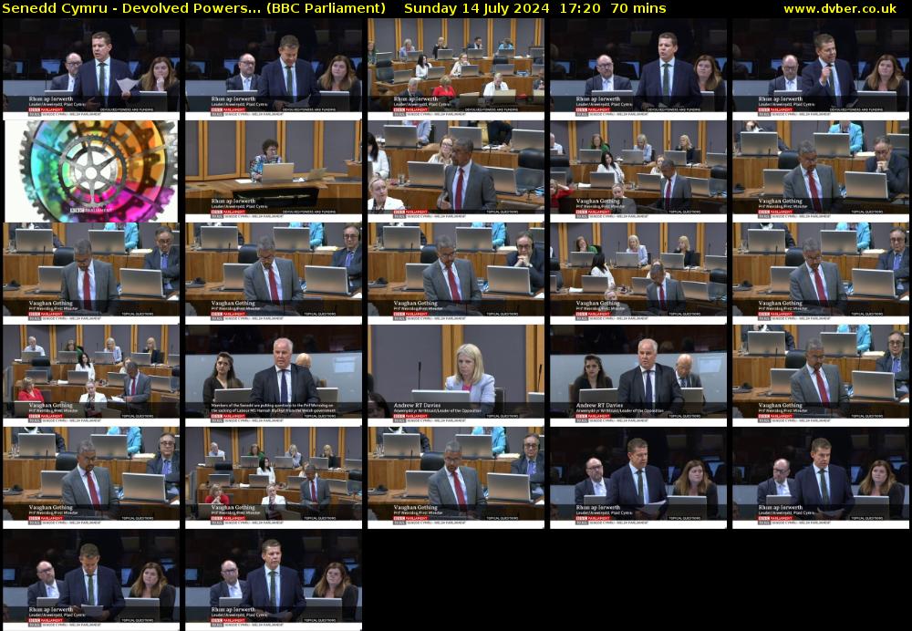 Senedd Cymru - Devolved Powers... (BBC Parliament) Sunday 14 July 2024 17:20 - 18:30