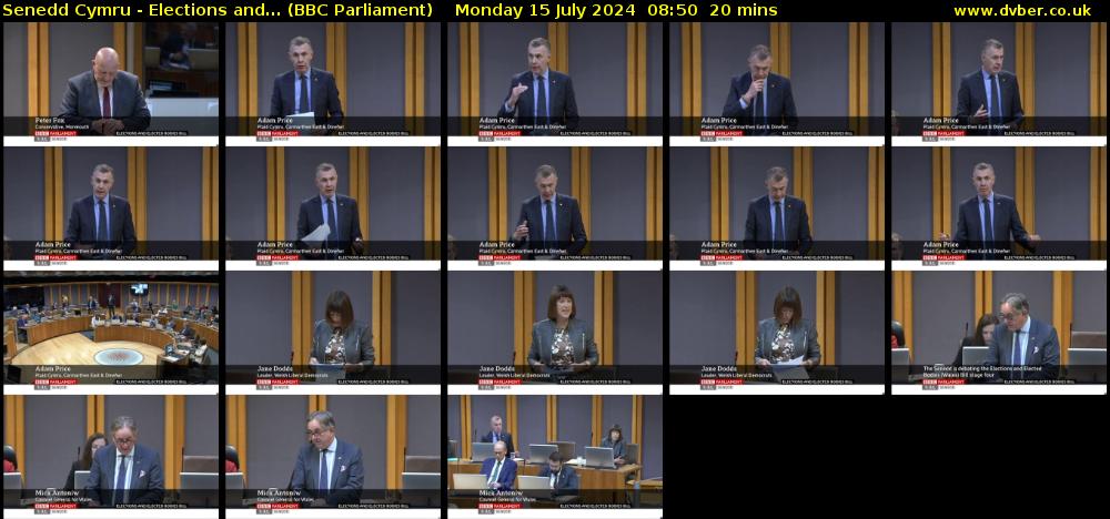 Senedd Cymru - Elections and... (BBC Parliament) Monday 15 July 2024 08:50 - 09:10