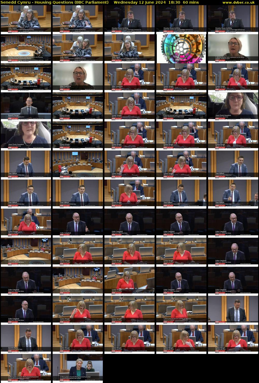 Senedd Cymru - Housing Questions (BBC Parliament) Wednesday 12 June 2024 18:30 - 19:30