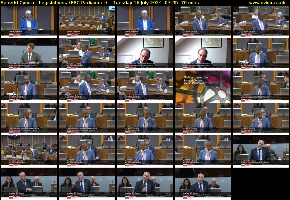 Senedd Cymru - Legislative... (BBC Parliament) Tuesday 16 July 2024 07:45 - 08:55
