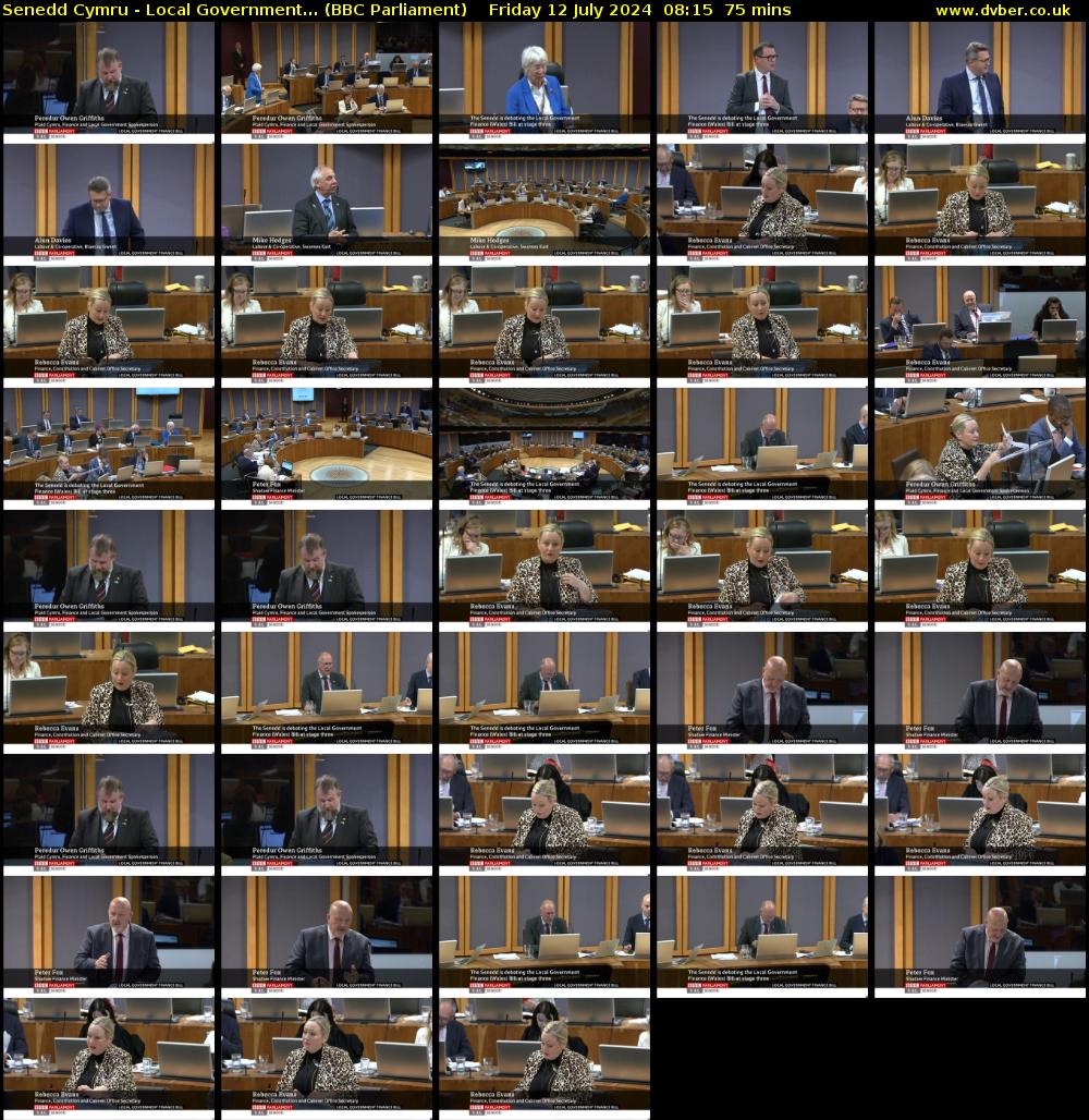 Senedd Cymru - Local Government... (BBC Parliament) Friday 12 July 2024 08:15 - 09:30